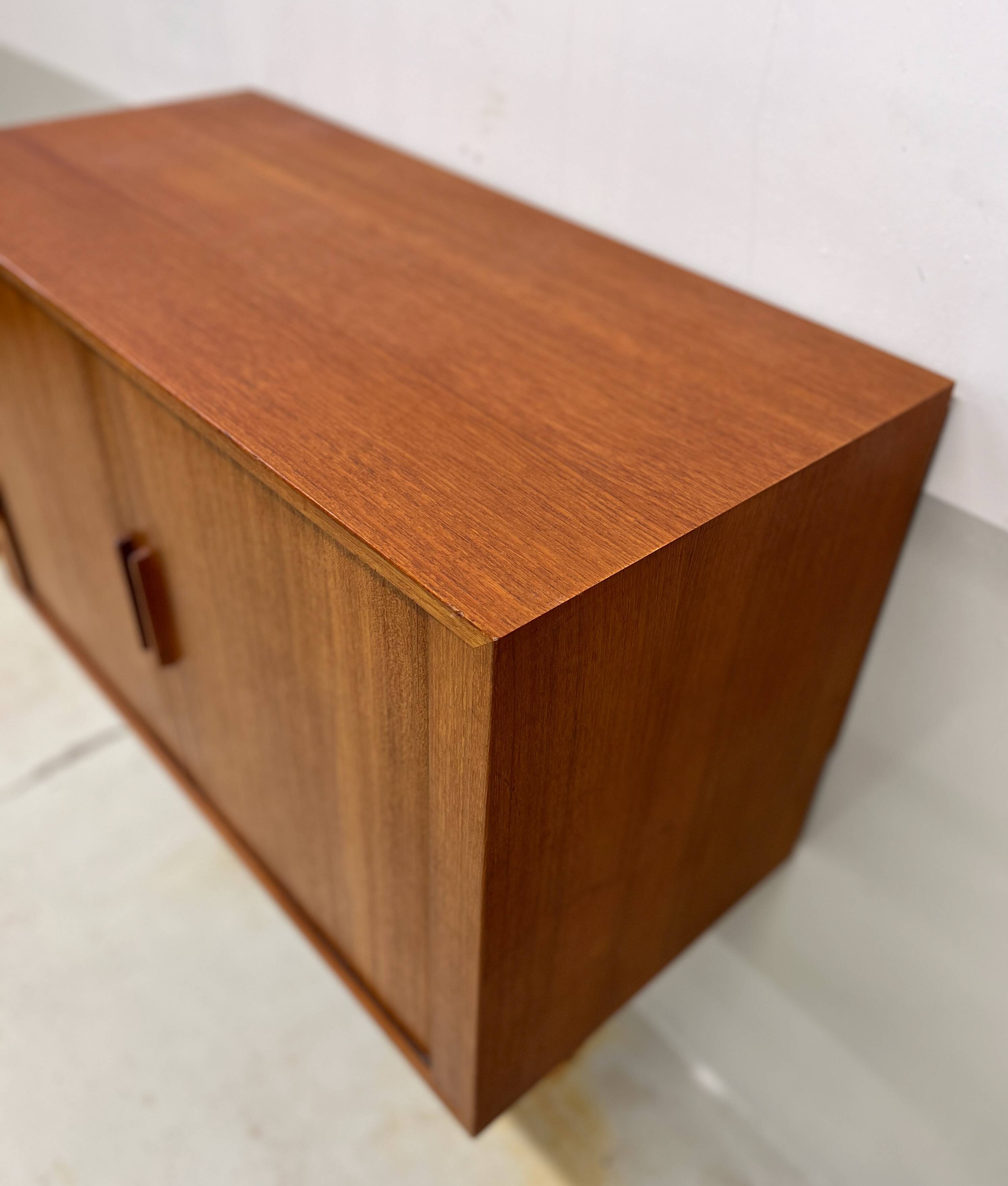 Teak Tambour Door Cabinet By Kai Kristiansen For Feldballes