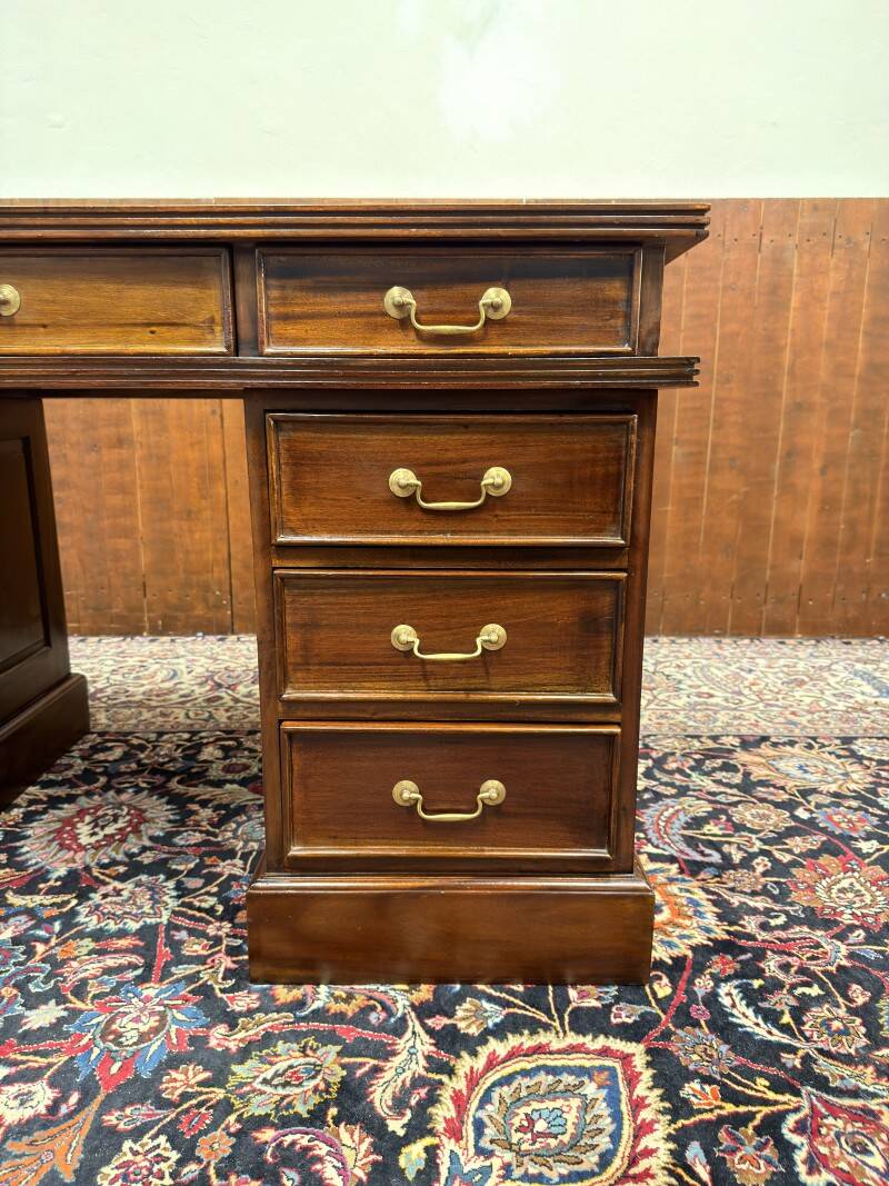 Classic English Desk with Green Leather