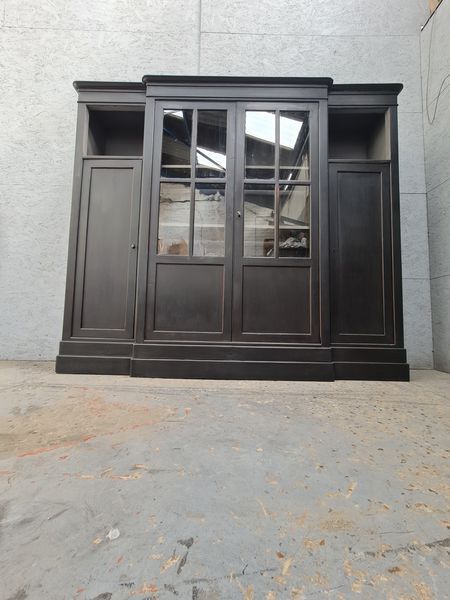Furniture library industrial office four doors oak black patina