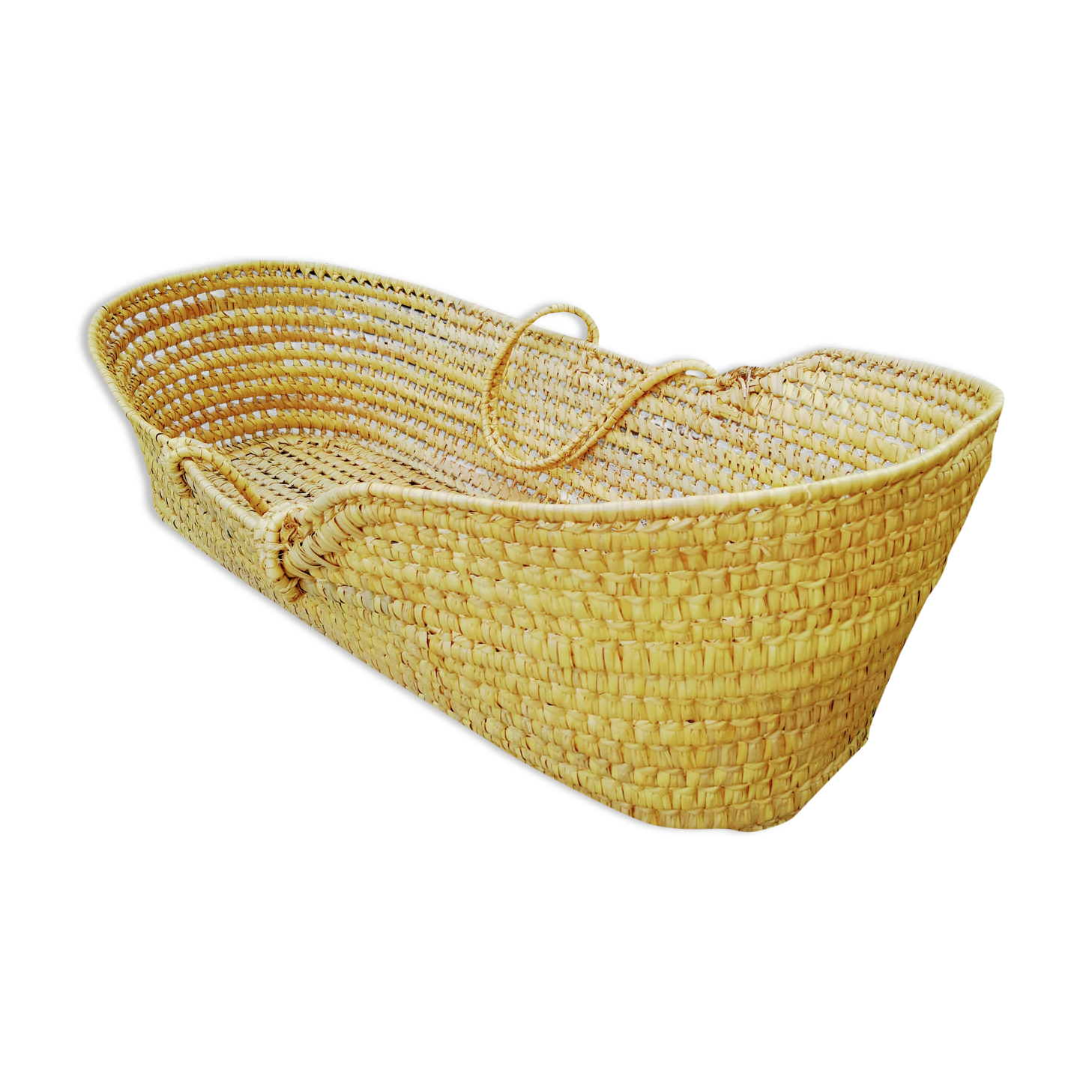 Vintage dressed wicker bassinet