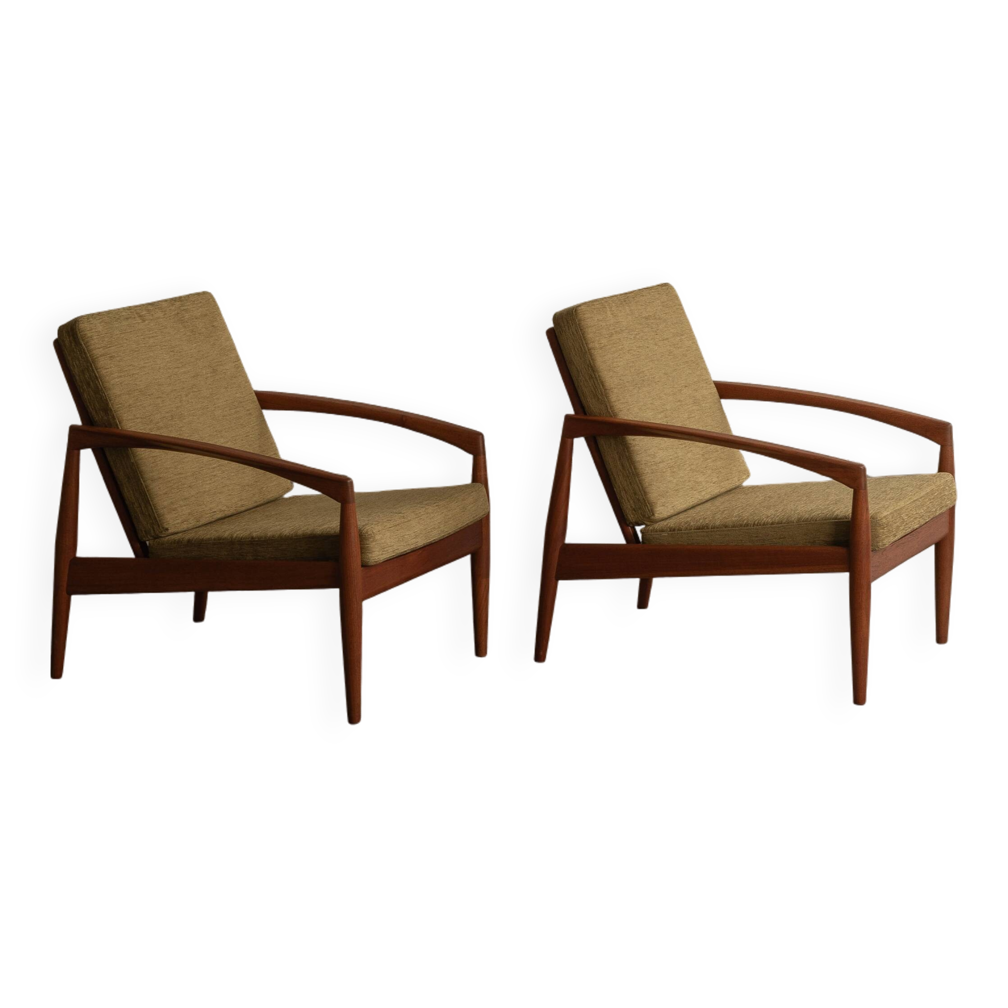 Set of 2 paperknife easy chairs by Kai Kristiansen, Denmark, 1960's