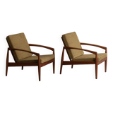 Set of 2 paperknife easy chairs by Kai Kristiansen, Denmark, 1960's