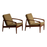 Set of 2 paperknife easy chairs by Kai Kristiansen, Denmark, 1960's
