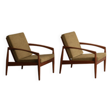 Set of 2 paperknife easy chairs by Kai Kristiansen, Denmark, 1960's