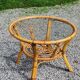 Round rattan coffee table with glass top from the 70s