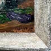 Tableau 1961 "Légumes et litre cassé "signé HG.Schmitt