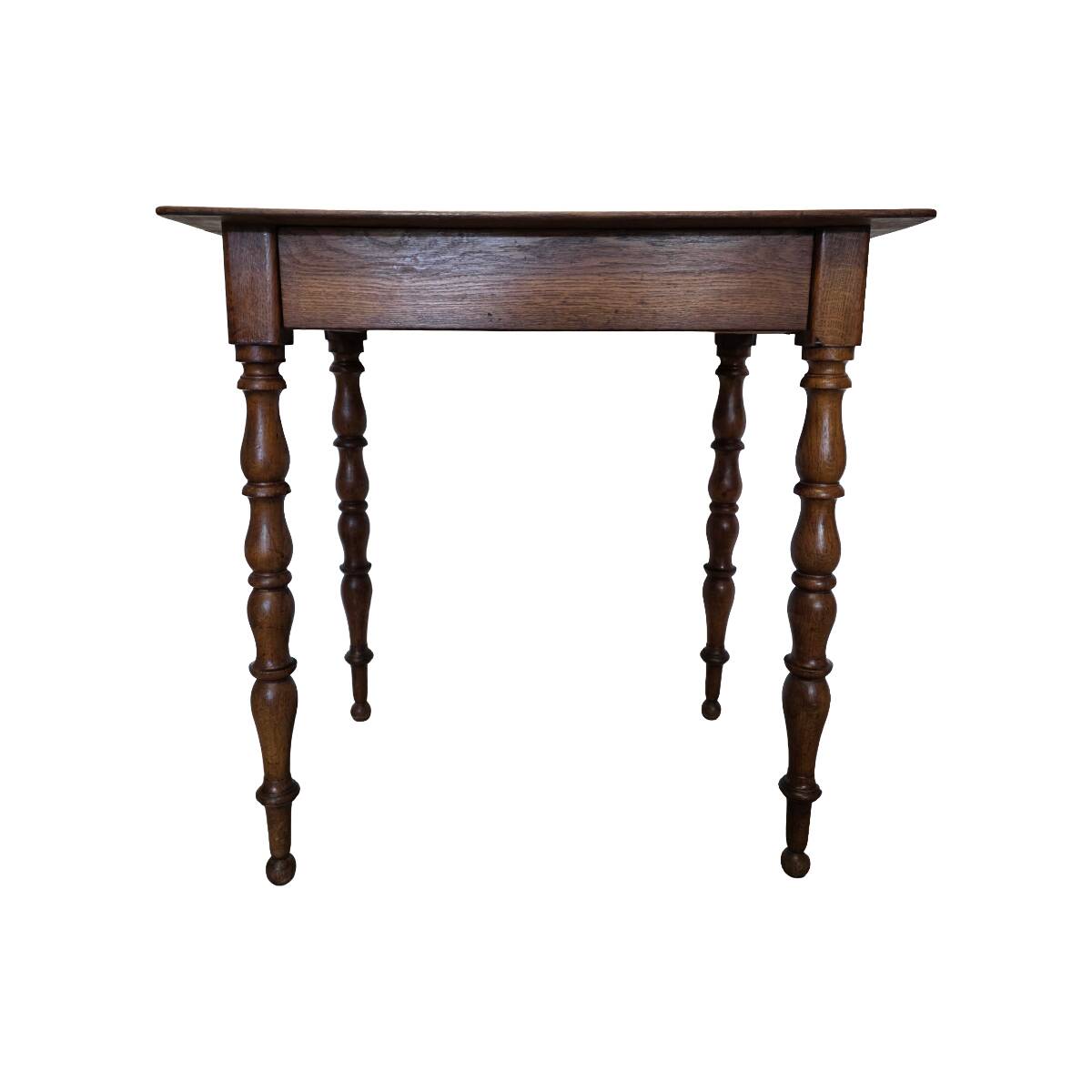 Table ancienne en chêne français avec tiroir, seconde moitié des années 1800
