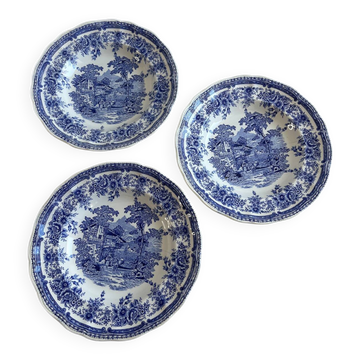 Lot de 3 assiettes creuses luneville