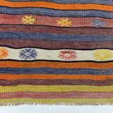 Tapis bohème multicolor en laine, charme artisanal d’Anatolie, 138x226Cm