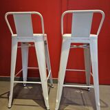Pair of Tolix Bar Stools in Pure White