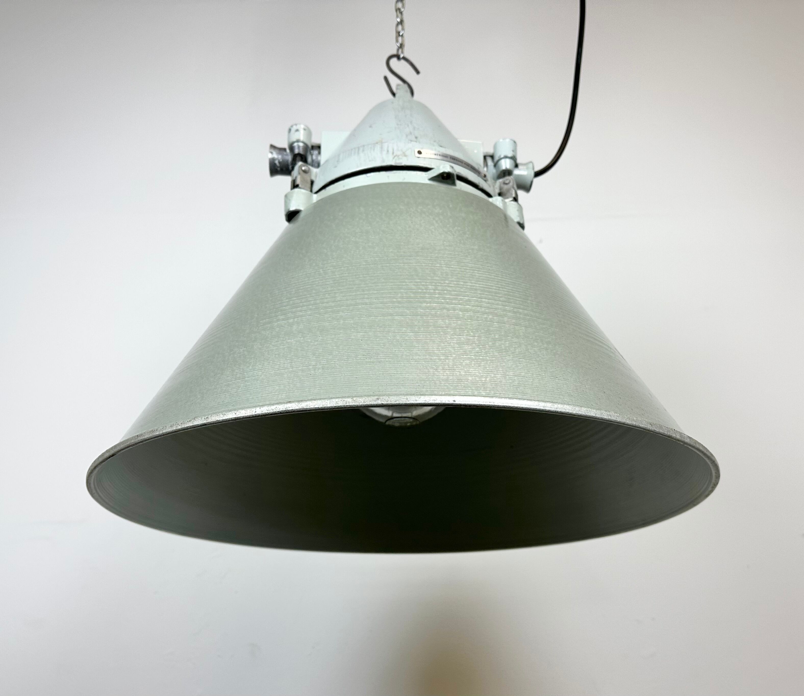 Industrial explosion proof lamp with aluminium shade from Elektrosvit, 1970s