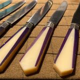 Lot of 10 two-tone art deco knives