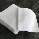 12 Damask napkins with JF monogram