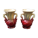 Pair of old beige & red ceramic vases