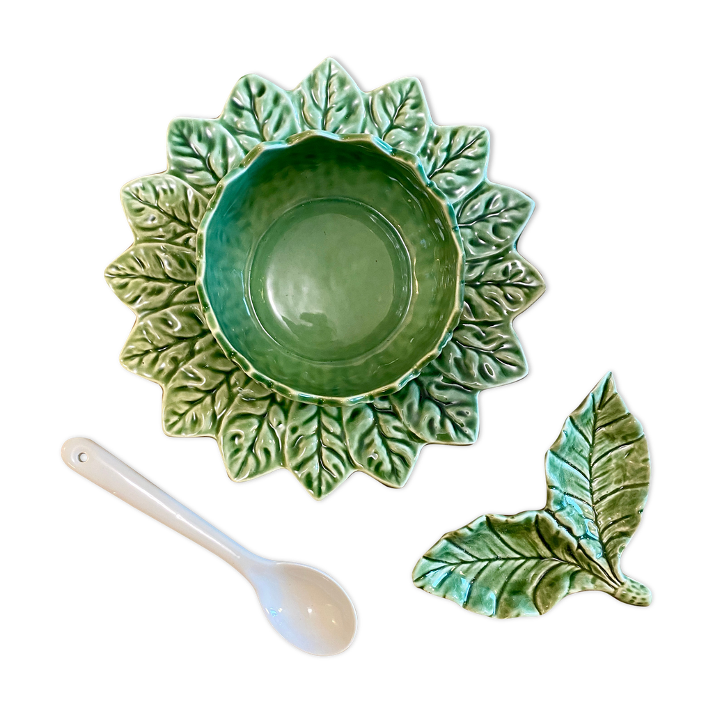 Saucière Et Petit Plat Oval Vintage Badonviller - Céramique à Fleurs - Années 1920-1949 - Occasion
