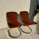Pair of leather and chromed metal chairs year 70