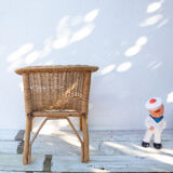 Wicker and rattan armchair for children