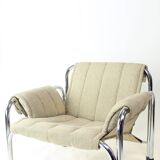 Lounge chair by viliam chlebo in chrome and linen, kodreta 1979