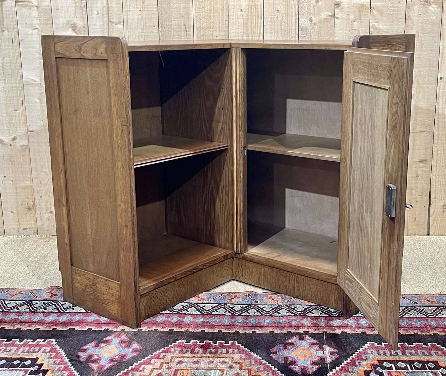 1950s oak corner cabinet