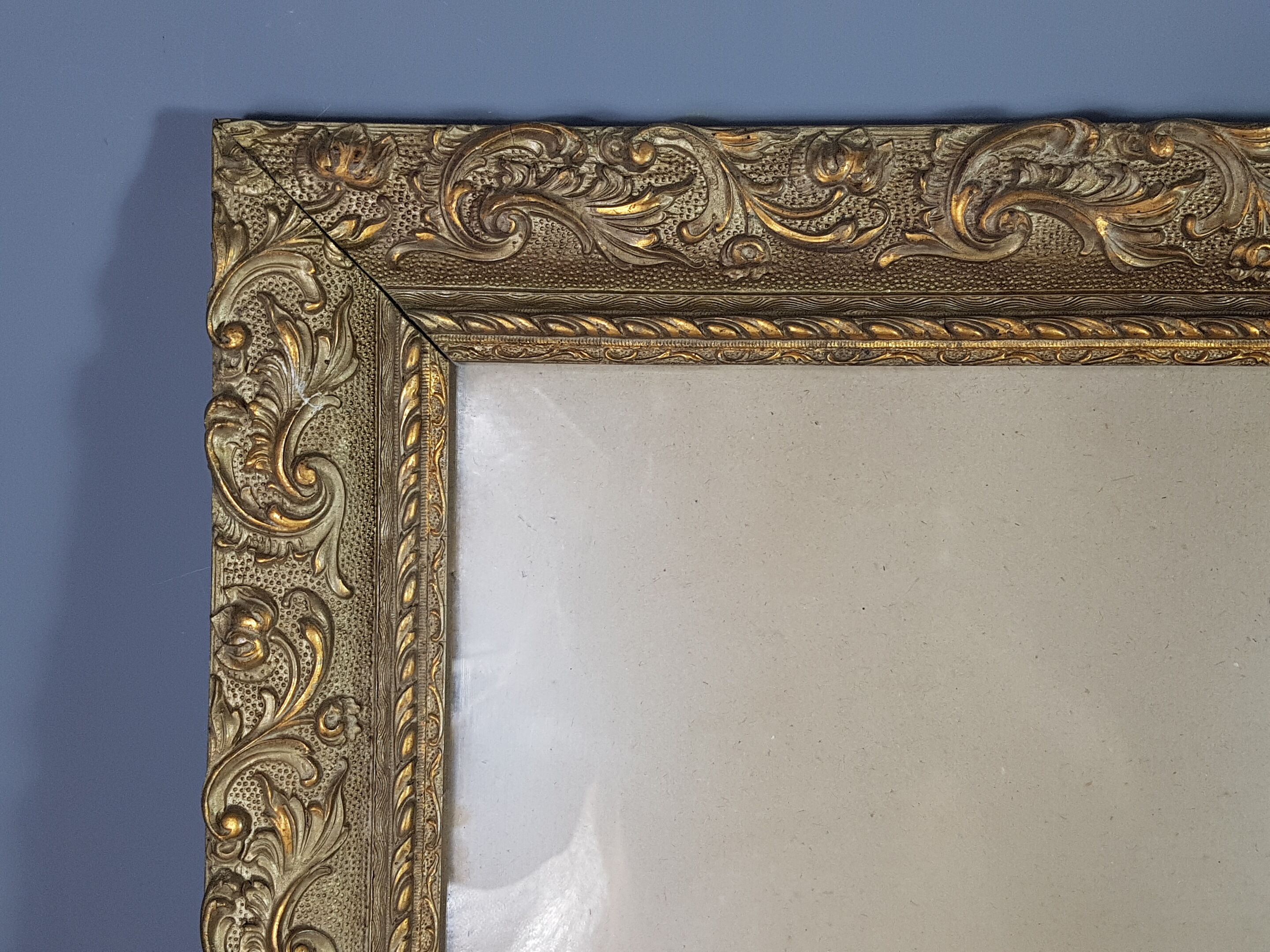 Old wood frame - gilded stucco - glass 61x51 cm leaf 50.5x40 cm SB 113
