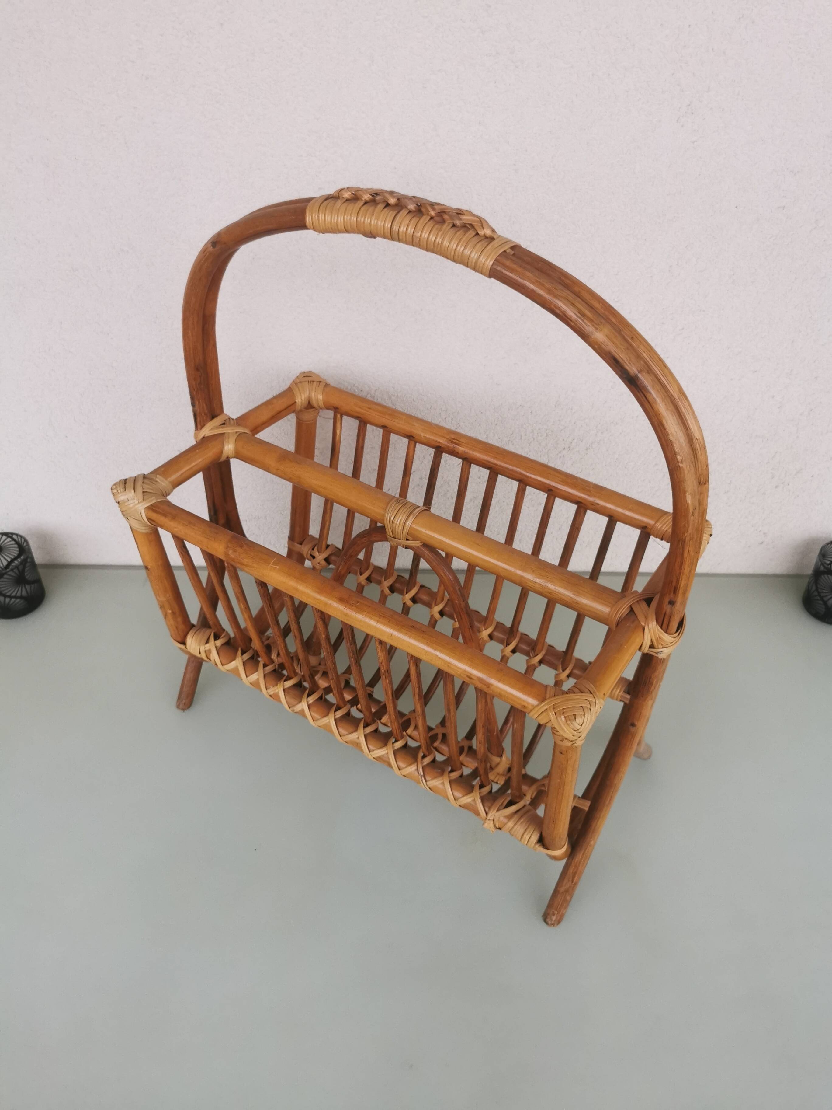 Rattan magazine rack