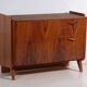 Mid-century walnut veneer sideboard with triangular handles – Czechoslovakia, circa 1960