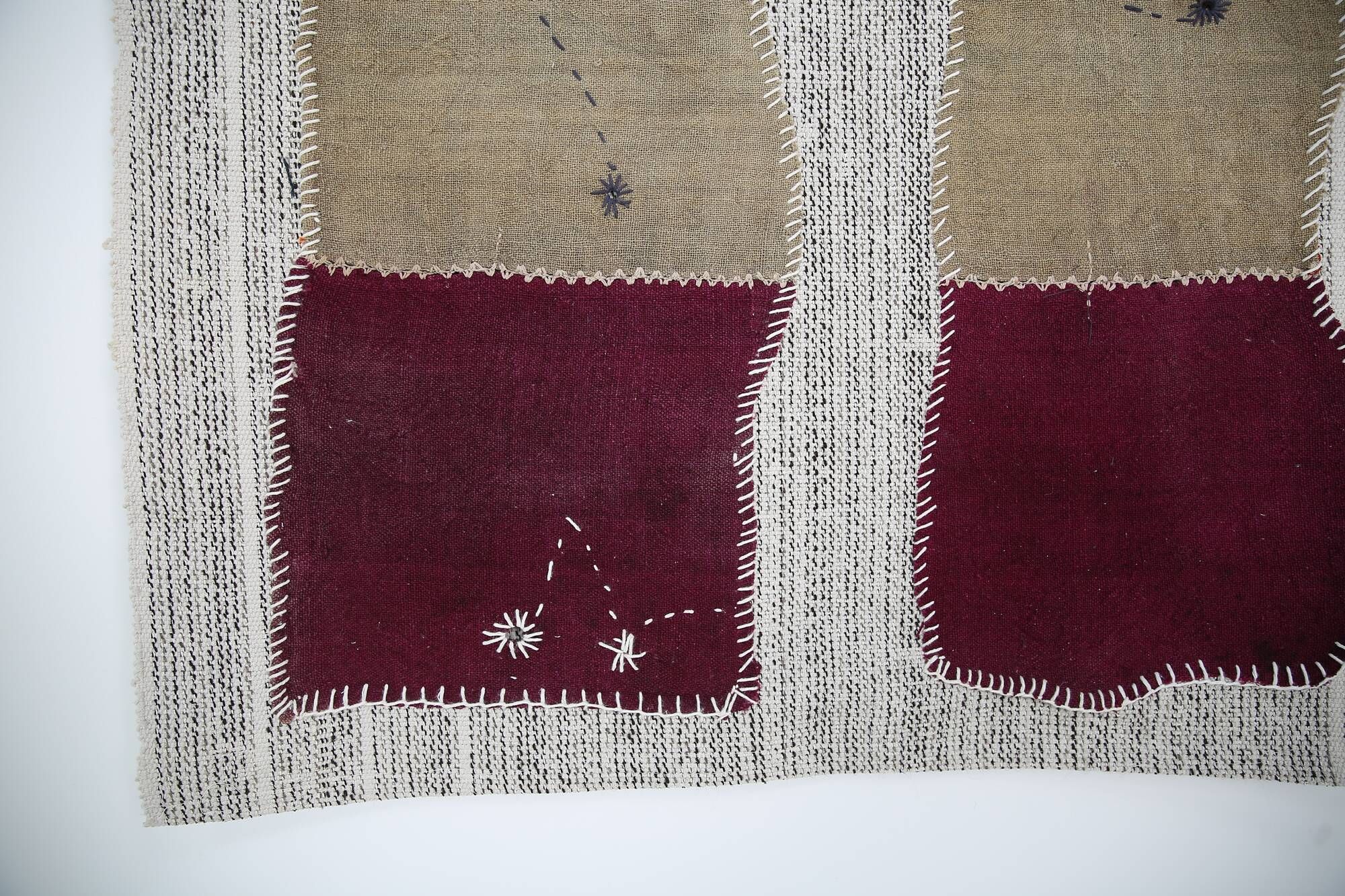 Wine Color Vintage Textile Wall Hanging, Handwoven Tapestry, 106x116 Cm