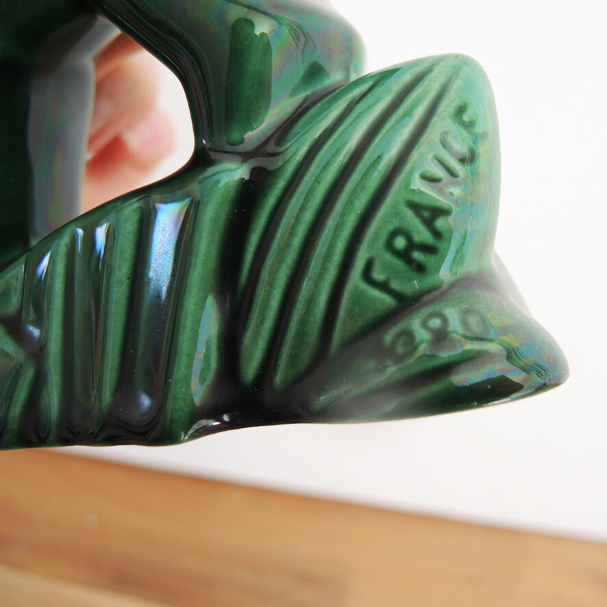 Vintage green ceramic deer figurine St Clément