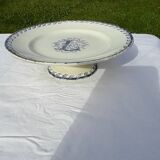Dish on earthenware pedestal by KG Lunéville monogram L diam. 22 cm