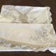 Vintage round cotton tablecloth and crocheted