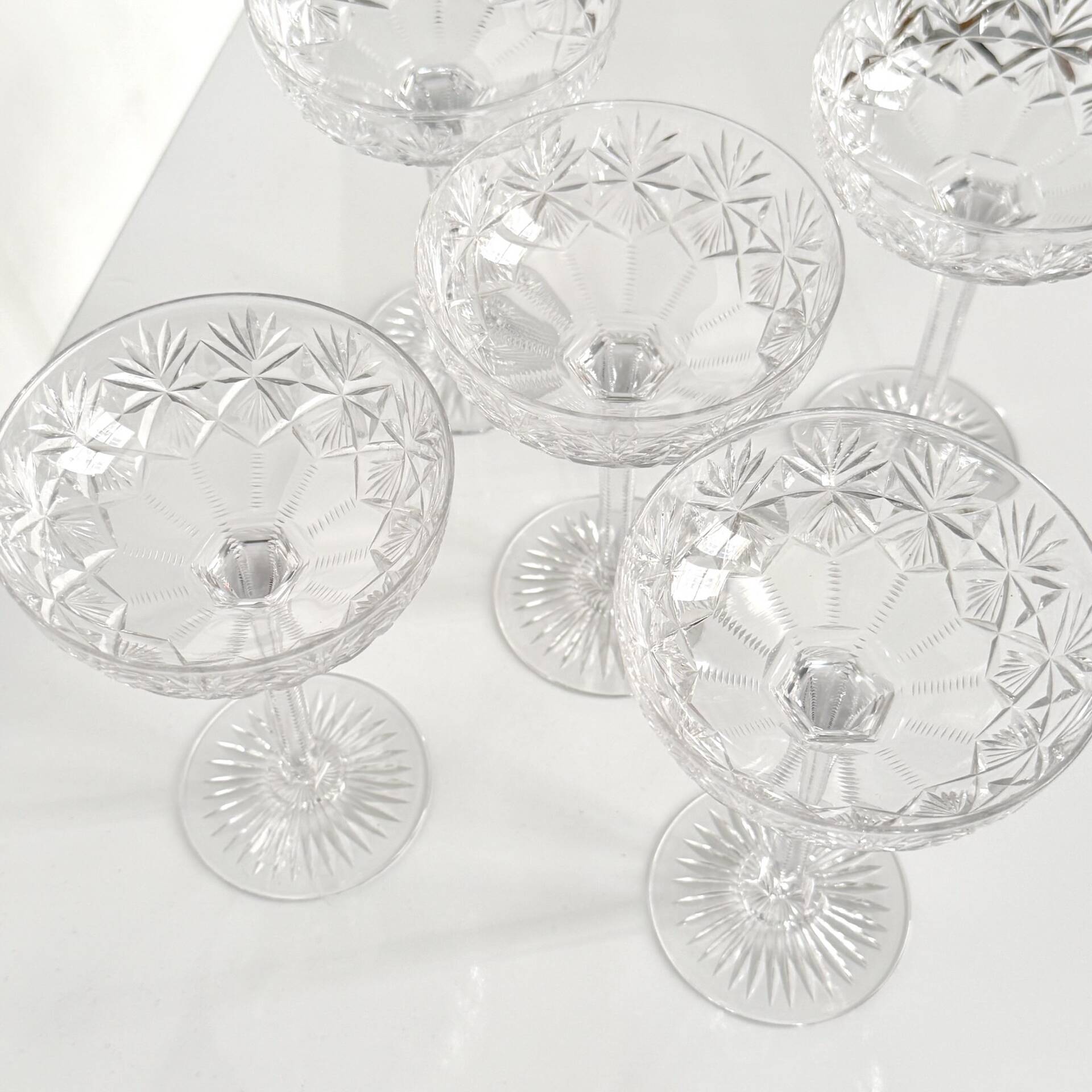 Set of 5 crystal champagne glasses from Saint-Louis | Gavarni model