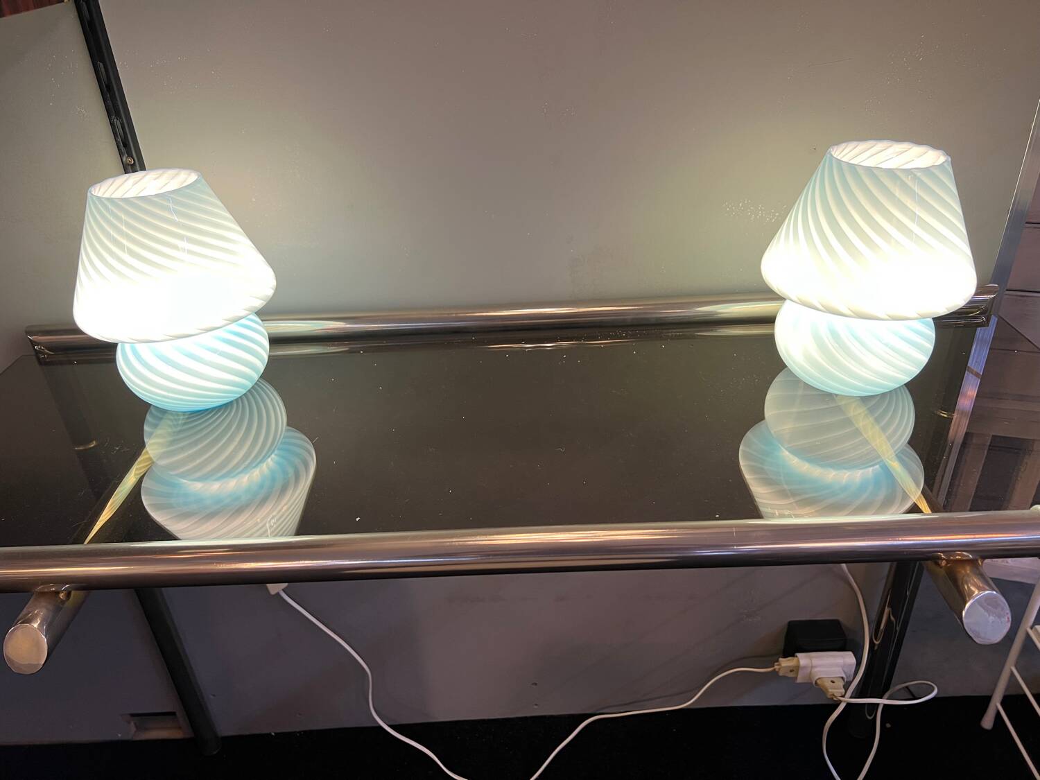 Pair of MURANO vintage mushroom bedside lamps from the 70s