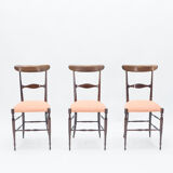 Rare Set of 6 chairs Campanino Chiavari walnut by Fratelli Levaggi 1950