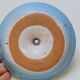 Light blue glazed ceramic candle holder with green speckled signed scorpion stamp