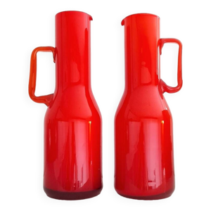 Lot de 2 carafe en opaline - rouge