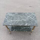 Vintage marble print serving table on wheels