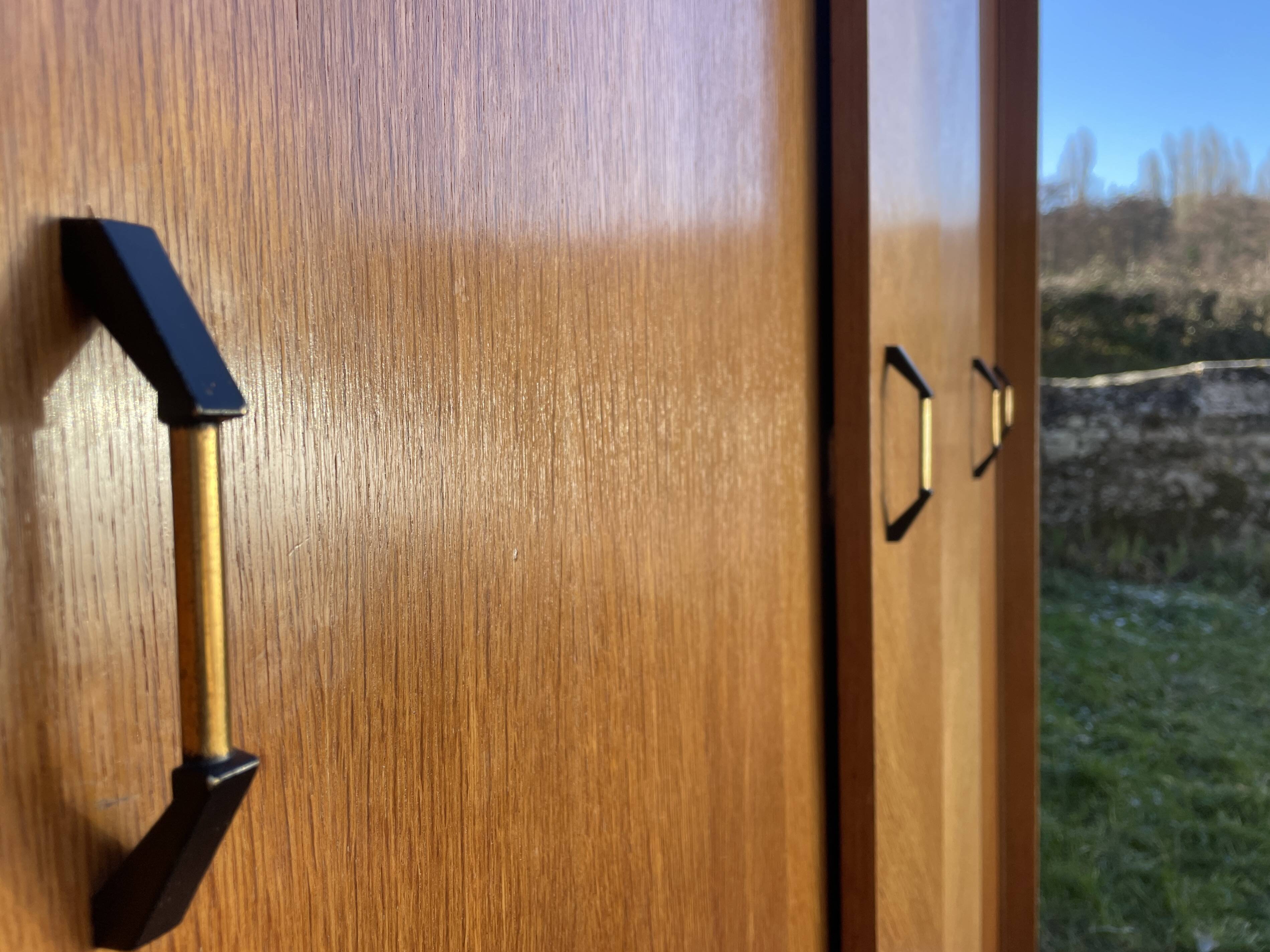 Light oak sliding door wardrobe, 1960