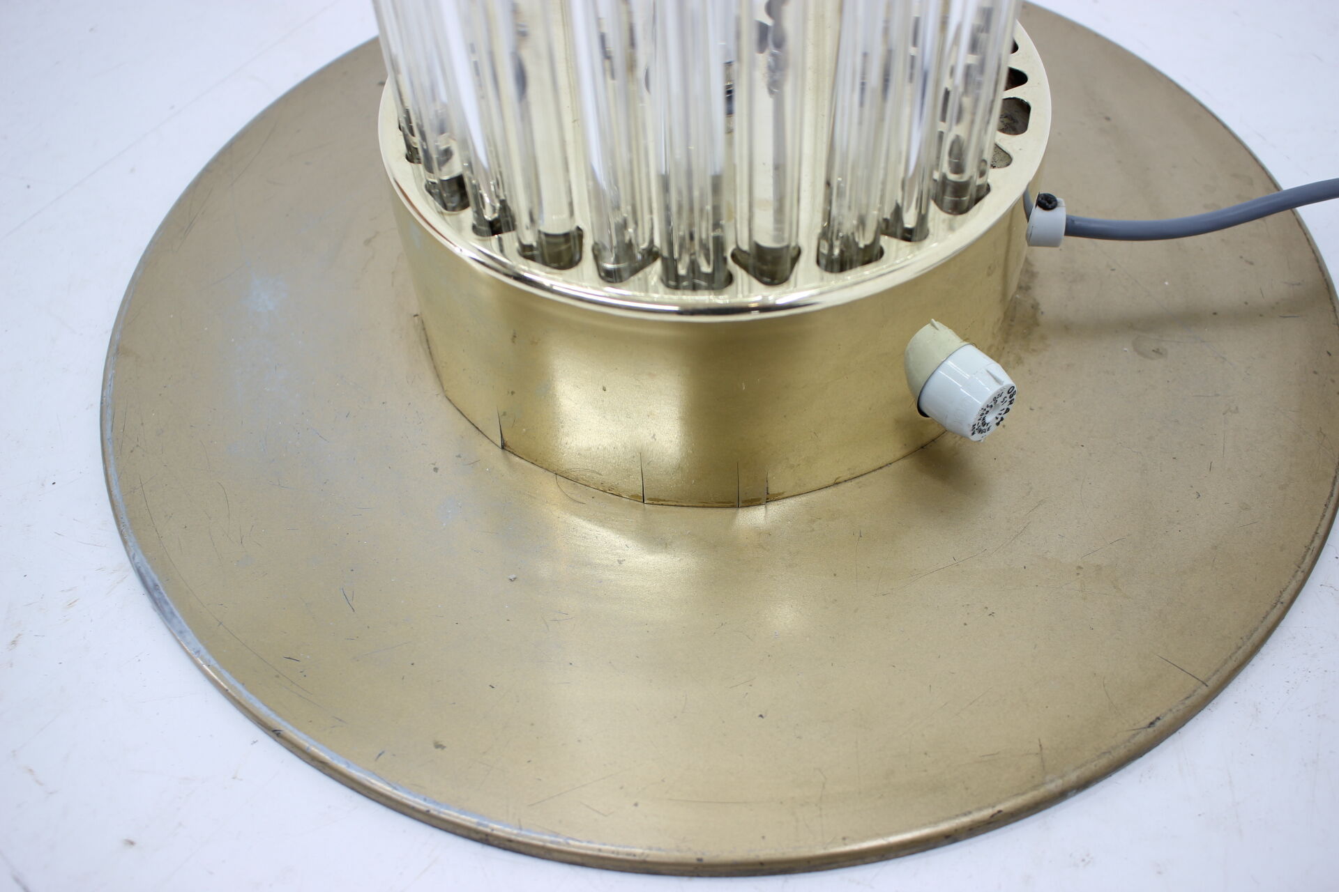 Mid-century rare design brass and Art glass modern floor lamp Kamenický Šenov/Preciosa, 1960´s