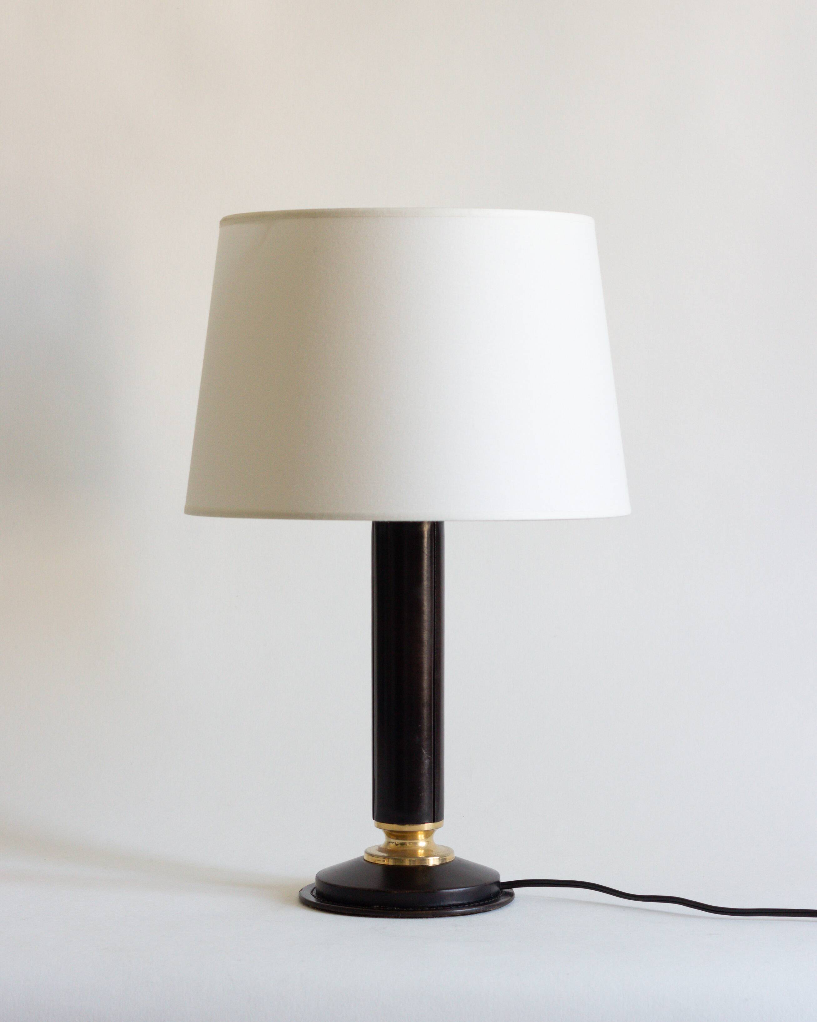 Leather lamp base, Le Tanneur (attr.), France, 1950s/1960s