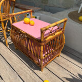 Coffre rotin vintage