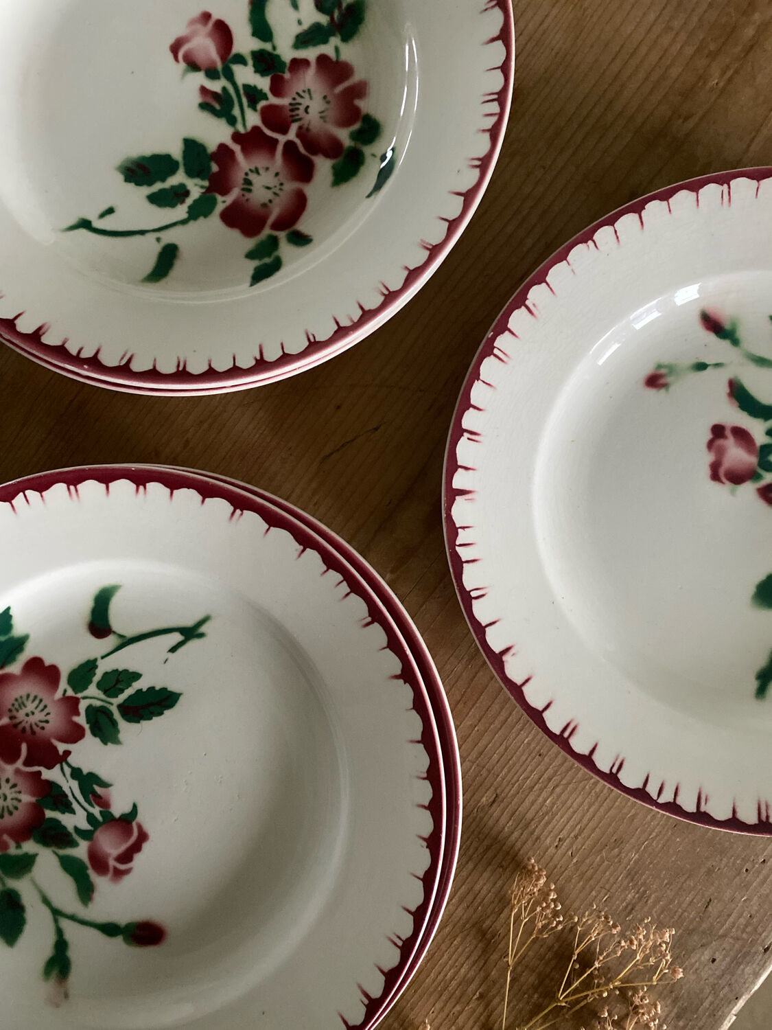 Set of 5 old flat plates Epernay Sarreguemines Digoin