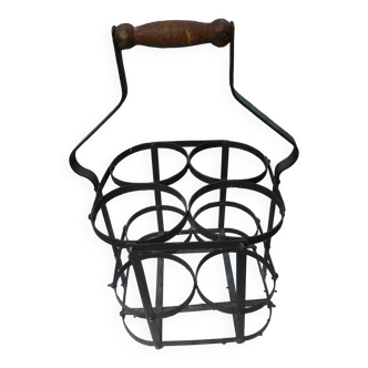 Metal and wood bottle holder