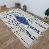 Vintage Azilal rug 290x190 cm - Blue geometric patterns