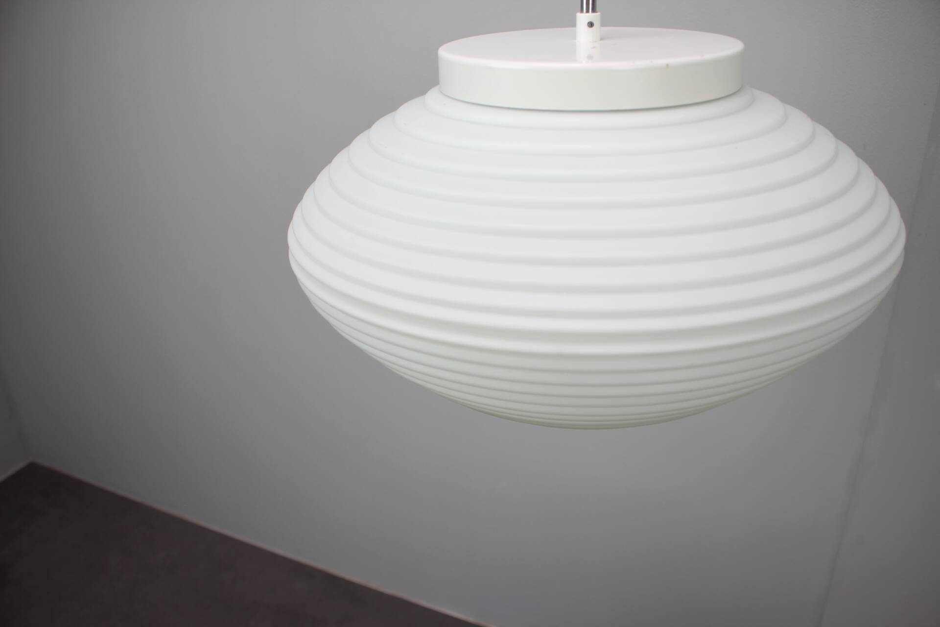 Large 1970s Czechoslovak Napako Opaline Glass Mid-Century Pendant Lamp