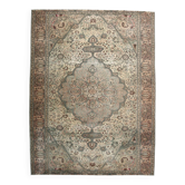 Tapis persan marron et crème fait main, 196 x 260 cm