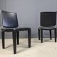 Chaises de salle à manger en cuir noir par Arper Italie, années 1980 - lot de 4