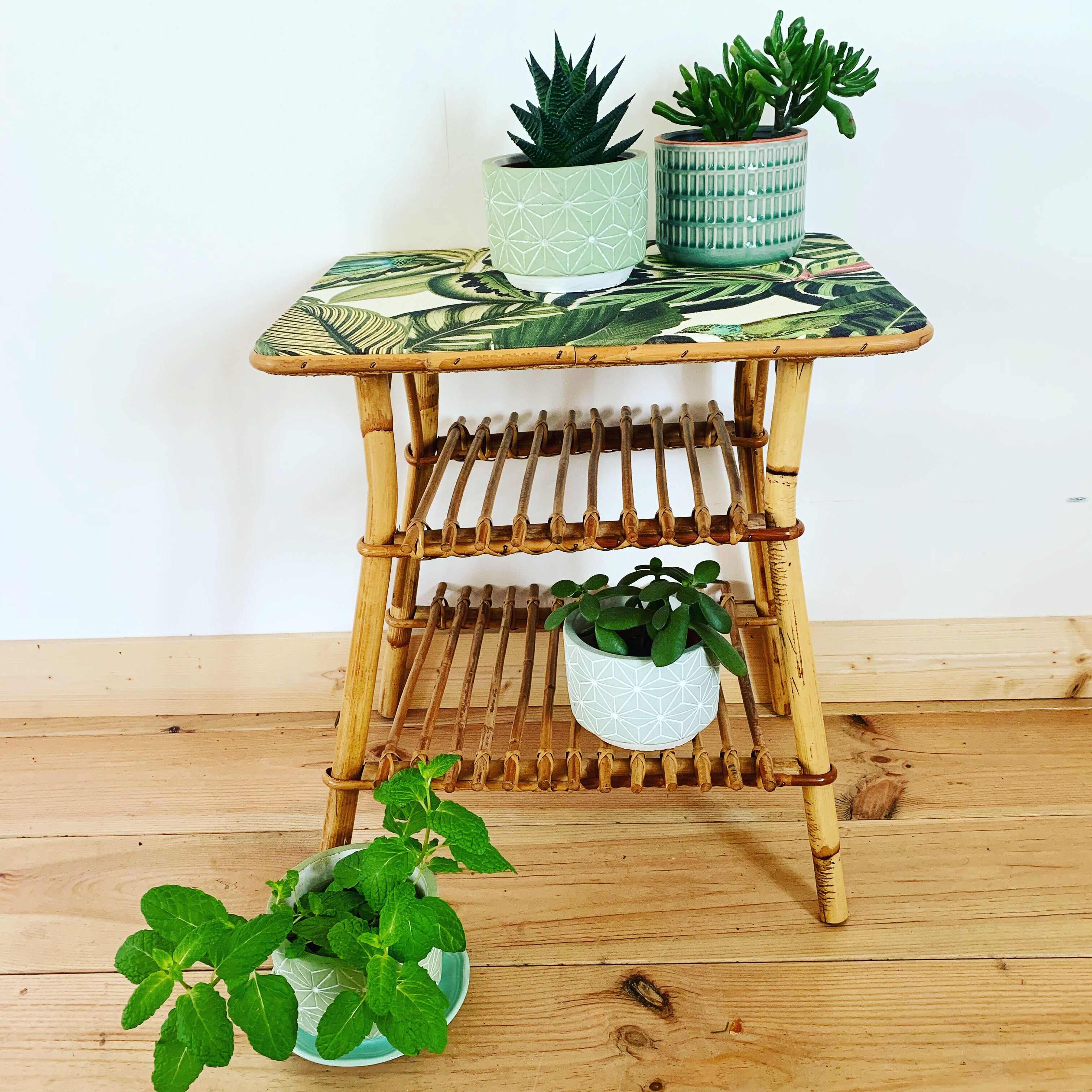 Vintage rattan bedside