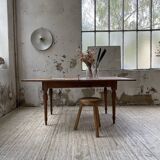 Walnut farmhouse table with swivel and extendable top