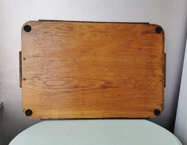 Vintage tray in wooden marquetry 1970
