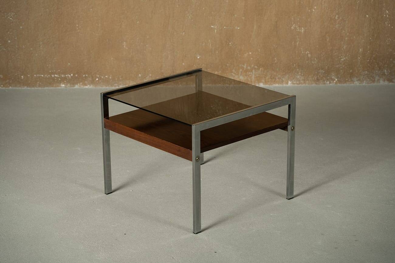 Rosewood and steel coffee table, Denmark, 1970s